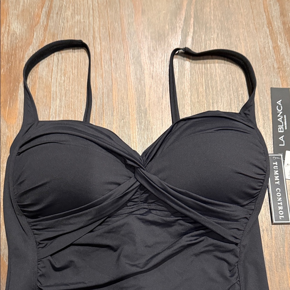 NWT La Blanca Women's Black One-Piece Swimsuit‎ Size 16 - Picture 4 of 11